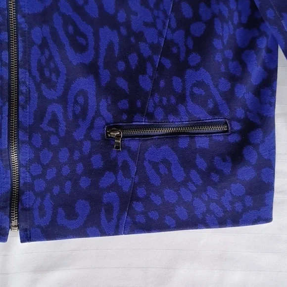 Gap "Powerful Blue" Leopold Print Round Neck Zippered Jacket- Sz. 18 - Picture 6 of 11